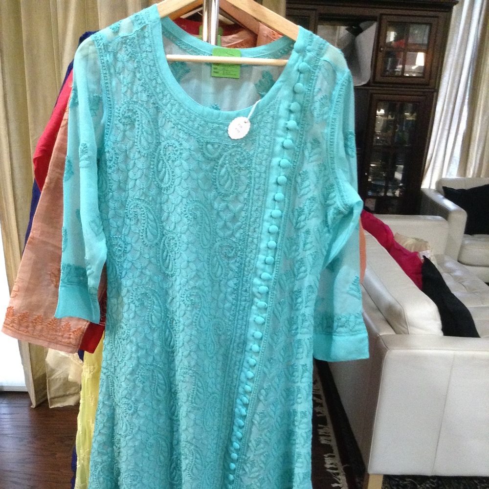 Turquoise blue Georgette kurta